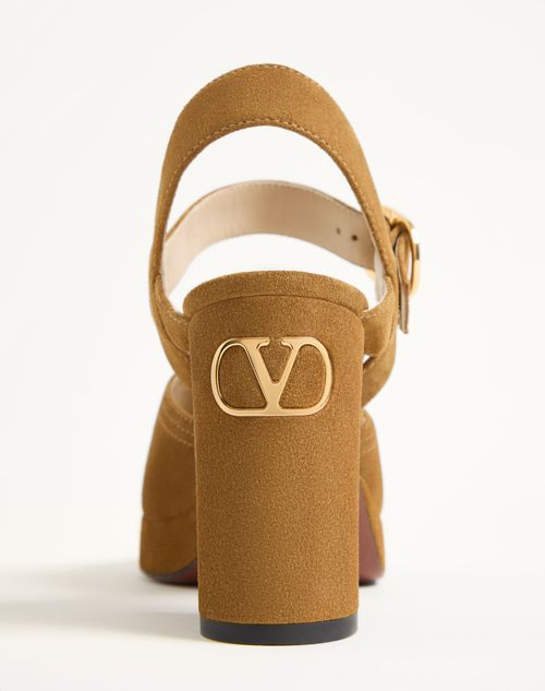 Valentino Garavani - Fawcette Platform Crust Leather Sandal 100mm - Havana Beige - Woman - Sandals